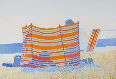 Appraisal: Philip Dunn th century Beach scene with windbreak signed gouache