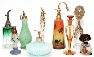 Appraisal: COLORED GLASS PERFUME BOTTLES PIECES COLORED GLASS PERFUME BOTTLES PIECES