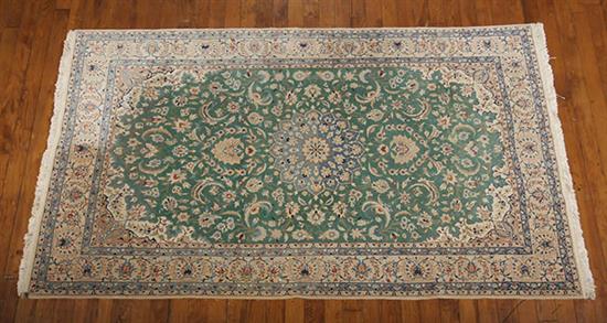 Appraisal: Nain Rug Circa Green ground with palmette and floral spray