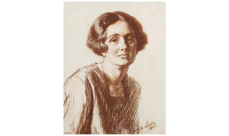 Appraisal: Portrait of a Woman by Harold Lisle conte crayon on