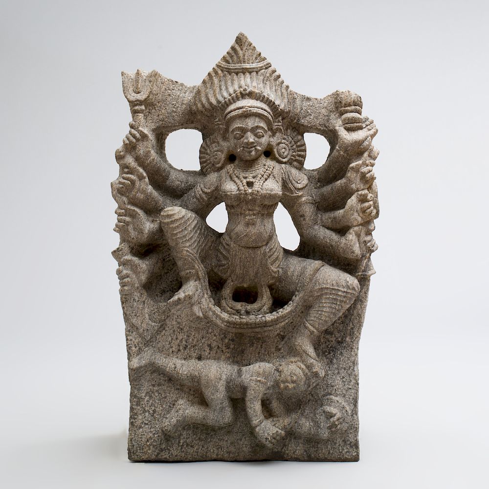 Appraisal: Indian White Granite Figure of Maishasura Mardini x x in