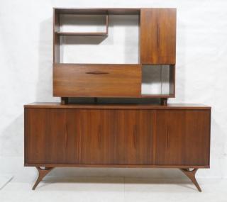 Appraisal: Two Part Danish Teak Modernist Credenza Bar Unit Kagan Style