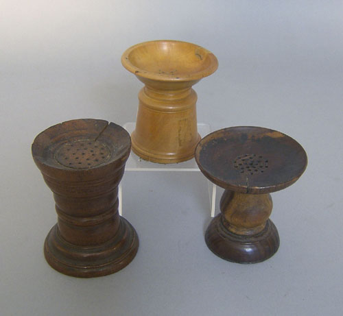 Appraisal: Three treen sanders th c two - h h