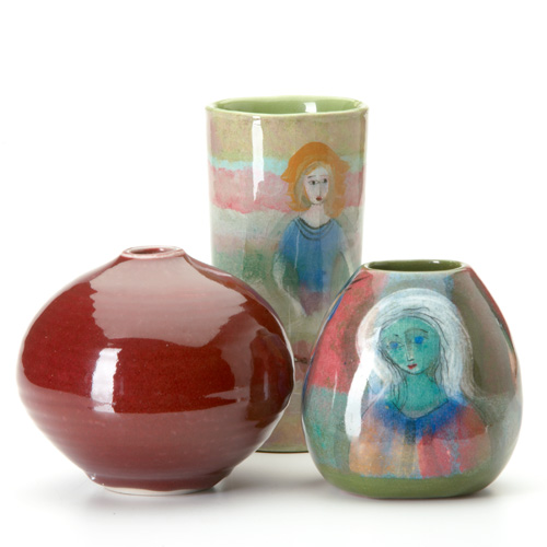 Appraisal: PILLIN HEINO Three ceramic vases two by Pillin painted with