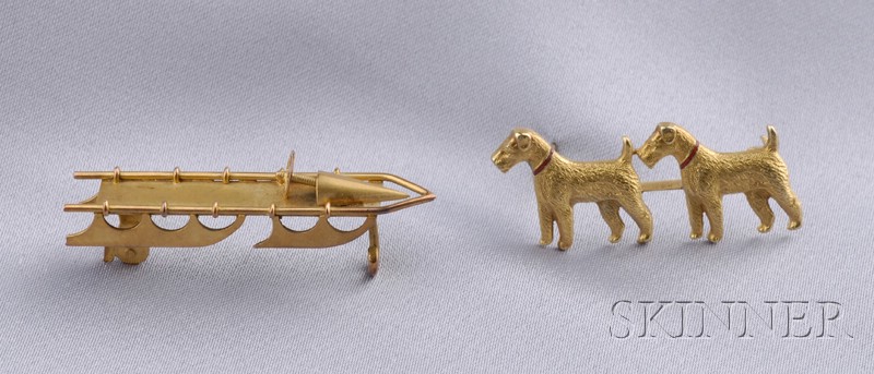 Appraisal: kt Gold Schnauzer Pin Sloan Co the pair of dogs