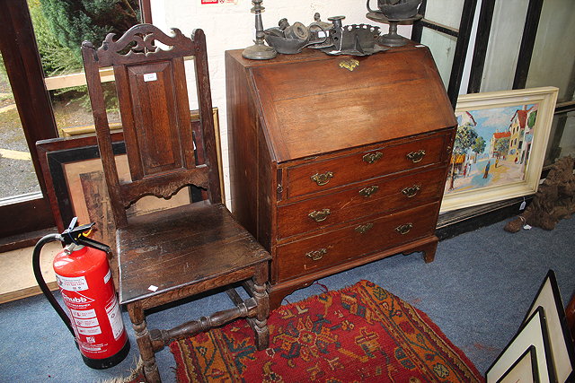 Appraisal: A LATE TH EARLY TH CENTURY OAK PANEL BACK CHAIR