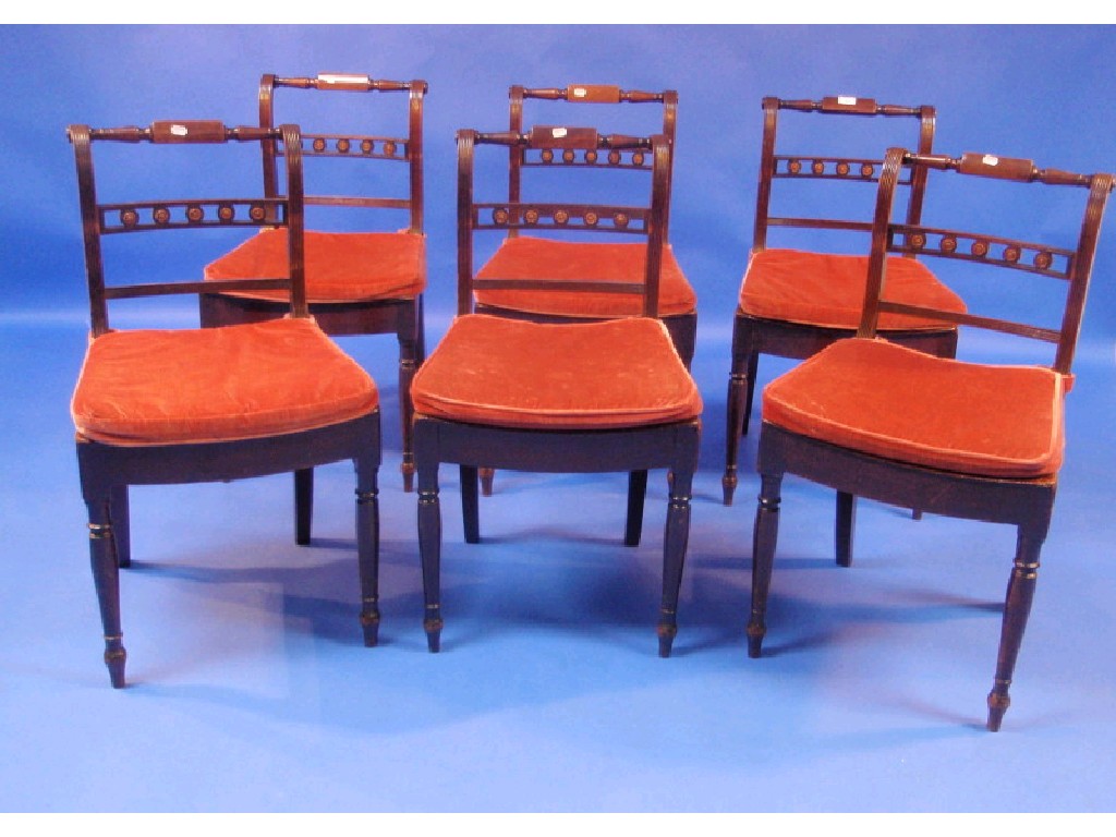 Appraisal: A set of six Regency mahogany dining chairs with bar