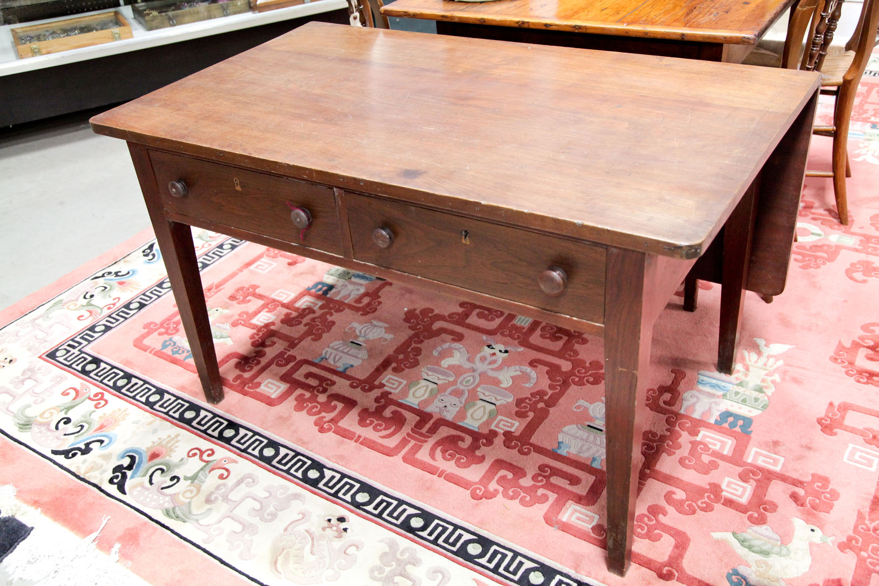 Appraisal: WORK TABLE American mid th century Walnut work table having