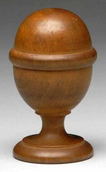 Appraisal: Wooden Screw-Top Container Description Wooden egg-shaped container with screw-on top