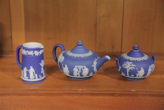 Appraisal: WEDGWOOD JASPERWARE TEA SET Blue and white set having foliate