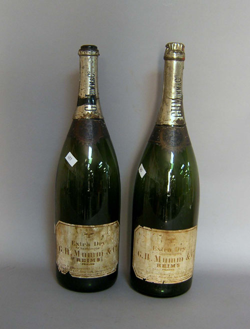 Appraisal: Two French G H Mumm Co champagne bottles early th