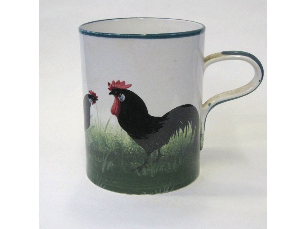 Appraisal: Wemyss large mug decorated with a black cockerel and two