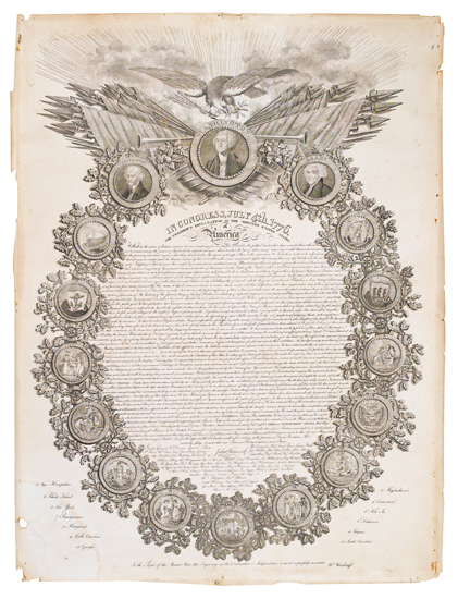 Appraisal: DECLARATION OF INDEPENDENCE In Congress July th Broadside on paper