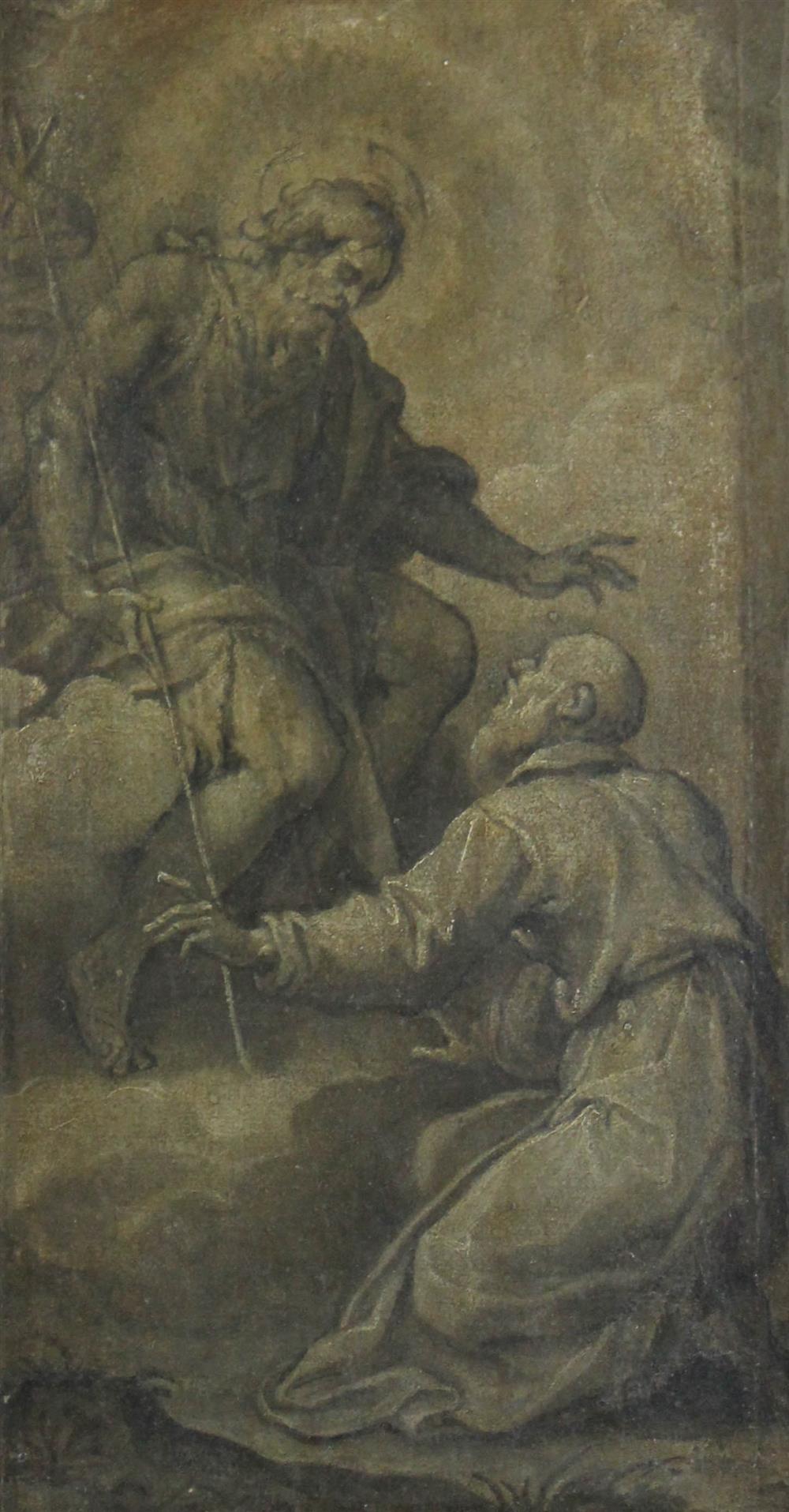 Appraisal: ITALIAN SCHOOL TH CENTURY VISION OF ST FRANCIS Oil on