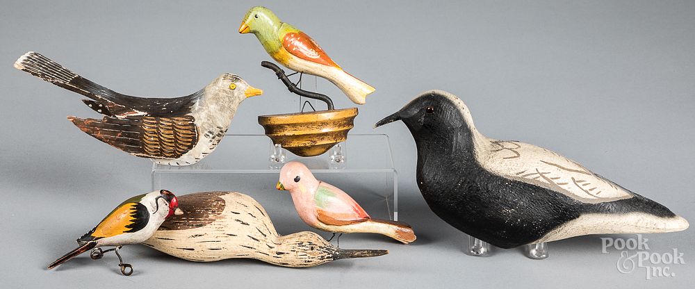 Appraisal: Group of carved and painted birds th c Group of