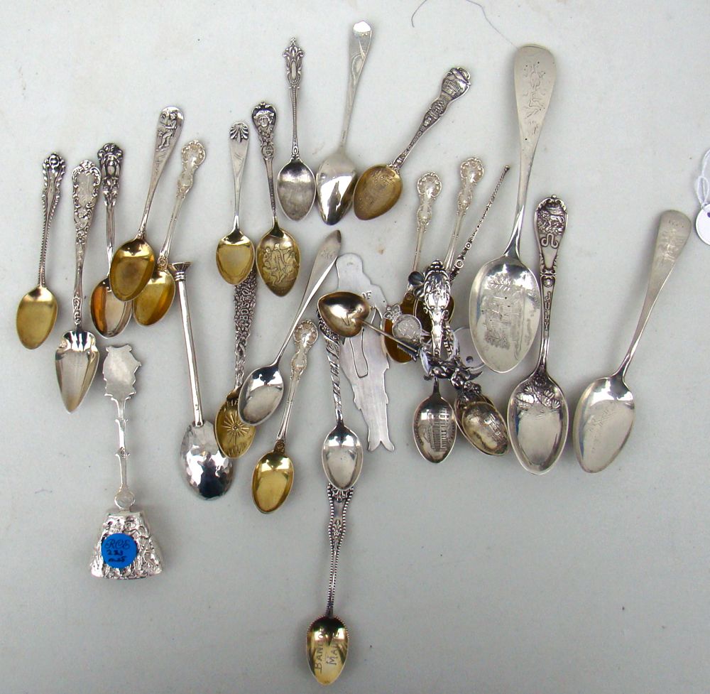 Appraisal: TWENTY-SIX STERLING SILVER SOUVENIR AND DEMITASSE SPOONS By various makers