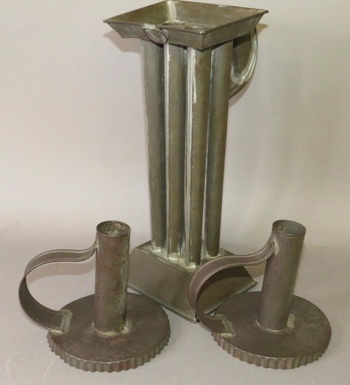 Appraisal: PIECES TINWARE RELATED TO CANDLE LIGHTINGca mid-late th century all