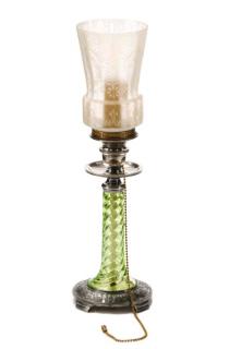 Appraisal: Pairpoint Uranium Glass Candlestick Lamp Pairpoint American found first half