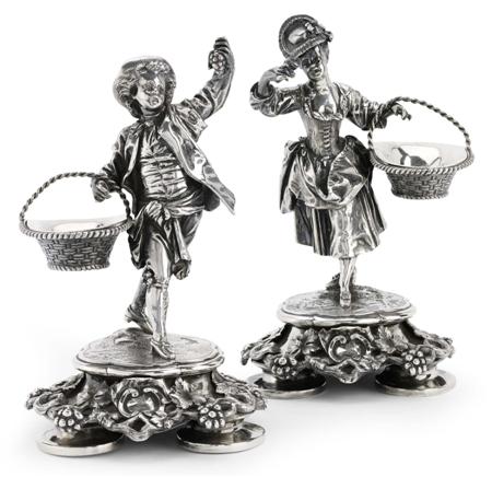 Appraisal: A pair of Victorian silver figural salts John S Hunt