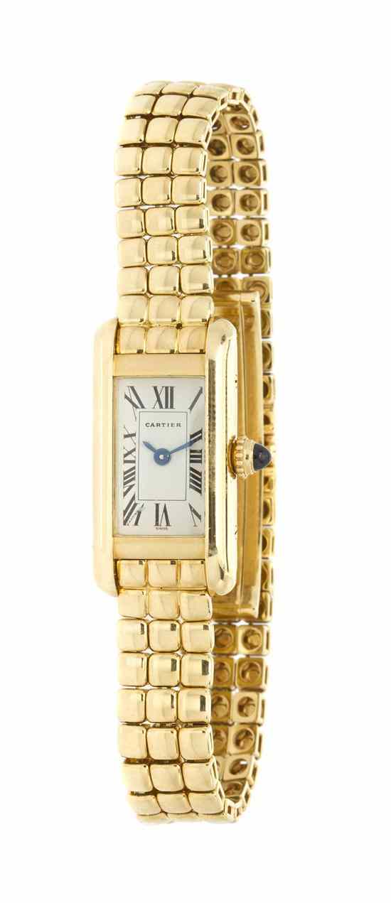 Appraisal: An Karat Yellow Gold Tank Watch Cartier x mm case