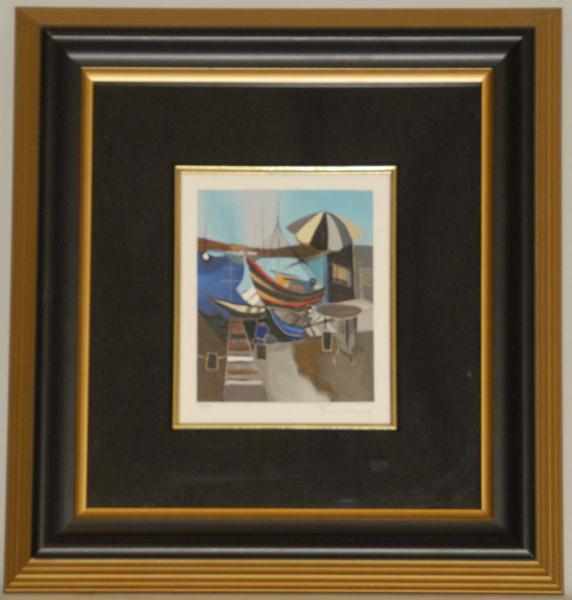 Appraisal: Harbor's Edge Serigraph by Itzchak Tarkay Serigraph in color on