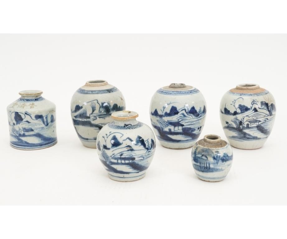 Appraisal: Six Chinese porcelain blue and white ginger jars early th