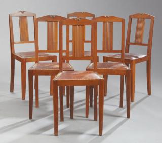 Appraisal: Set of Six French Art Deco Carved Mahogany Dining Chairs