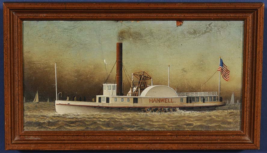 Appraisal: American School Paddlewheeler Hanwell x oil on canvas