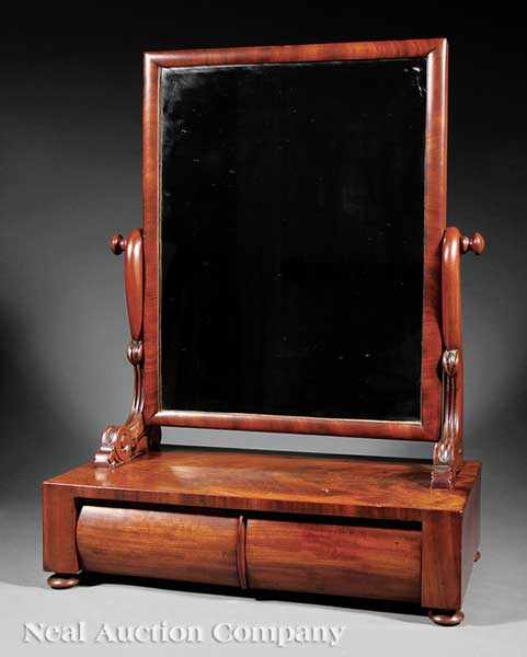 Appraisal: A William IV Mahogany Shaving Mirror mid- th c rectangular