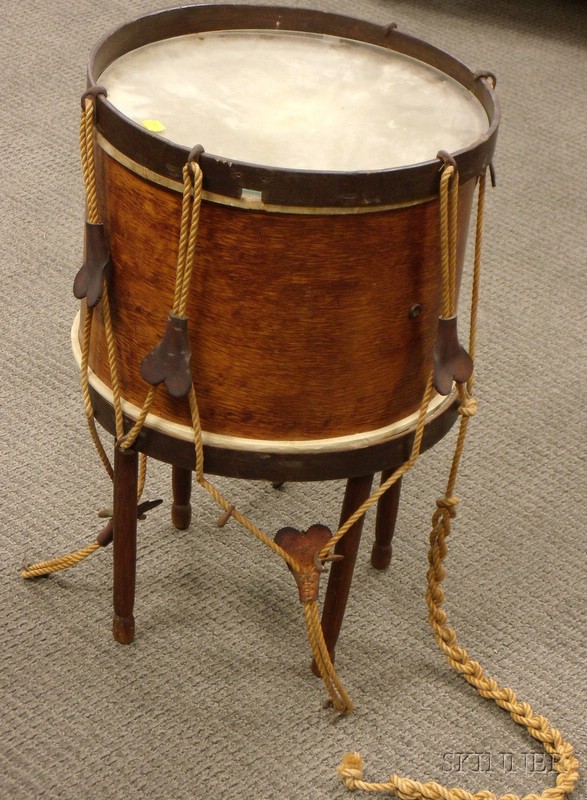 Appraisal: Glass-top Marching Drum-form End Table