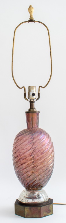 Appraisal: ITALIAN MURANO GLASS OVOID FORM TABLE LAMP Italian Murano glass