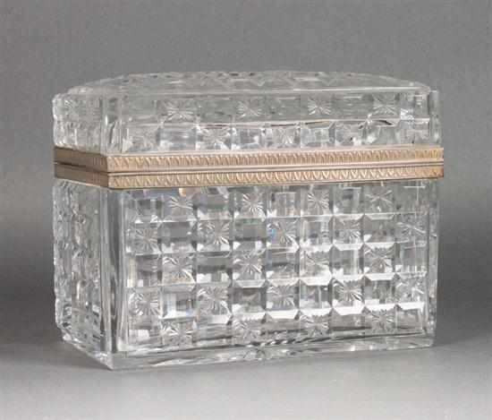 Appraisal: Baccarat silvered metal-mounted cut glass lidded casket etched mark on