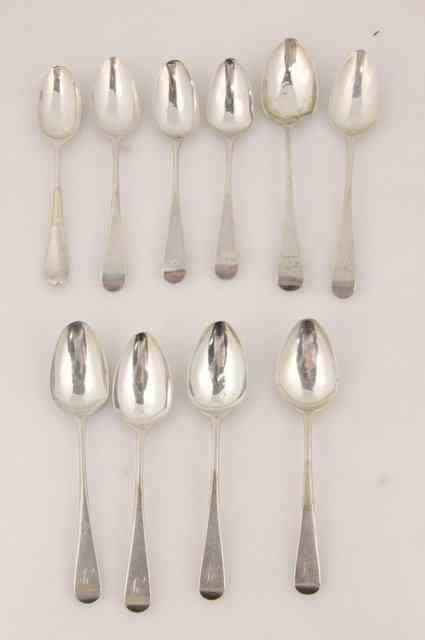 Appraisal: Four old English pattern silver teaspoons London initialled J and