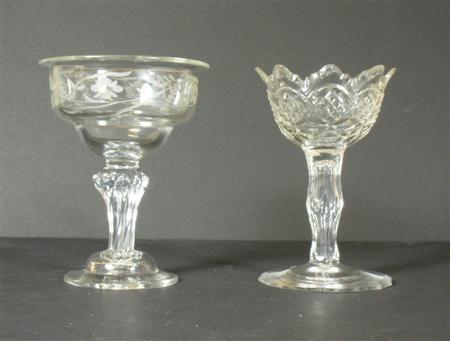 Appraisal: Two th th century sweetmeat glasses a glass with pan