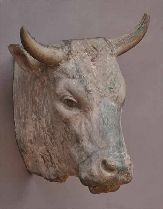 Appraisal: PAINTED ZINC BULL'S HEAD WALL MOUNT x x in Provenance