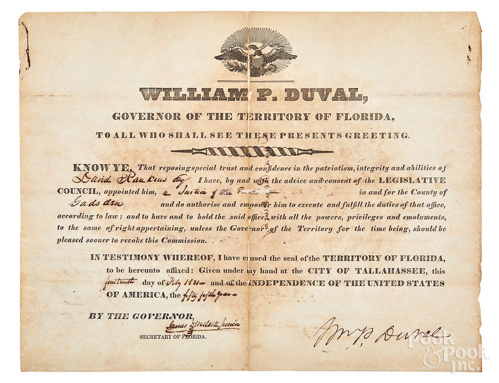 Appraisal: William P Duval Florida Governor appointment William P Duval Florida