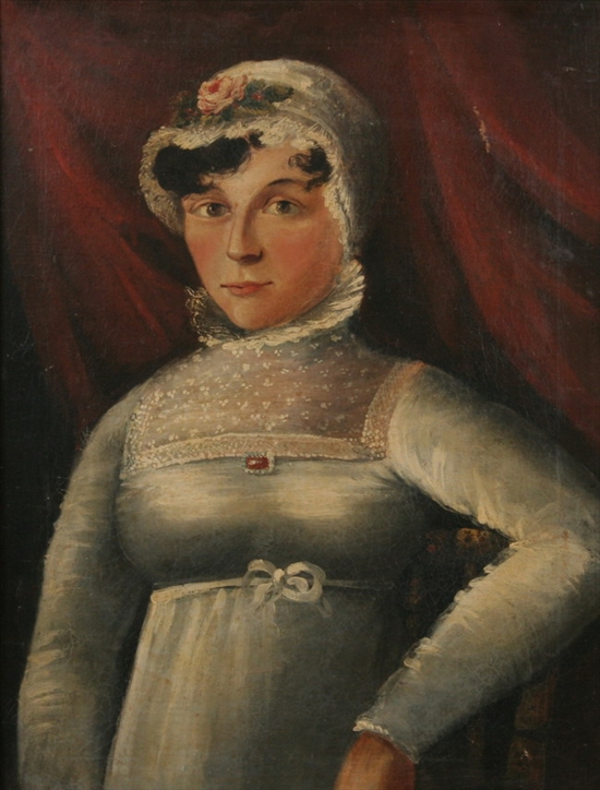 Appraisal: AMERICAN SCHOOL th century PORTRAIT OF YOUNG WOMAN IN LACE