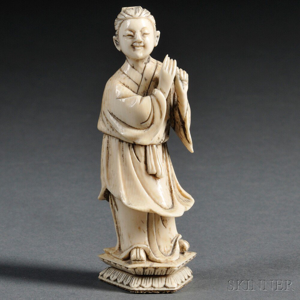 Appraisal: Ivory Figure China th th century depicting a scholar standing