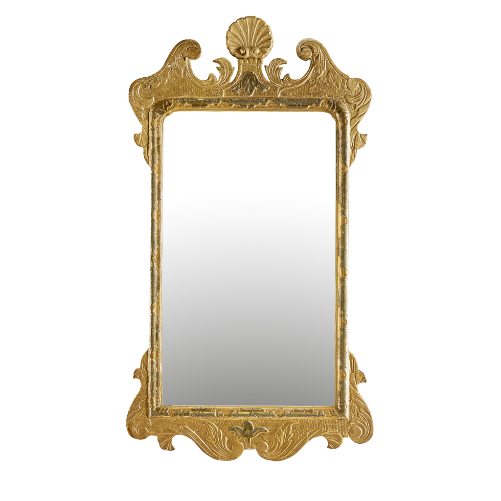 Appraisal: GEORGE II GILTWOOD MIRROR CIRCA the rounded rectangular mirror plate