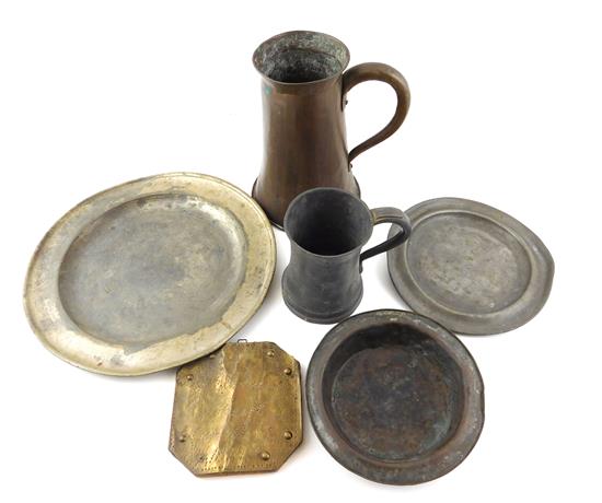 Appraisal: th th C metalware including pewter copper and brass six