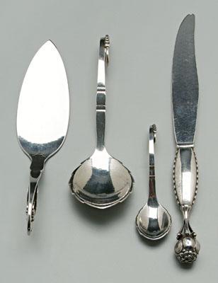 Appraisal: Georg Jensen sterling flatware blossom style pie server two ladles