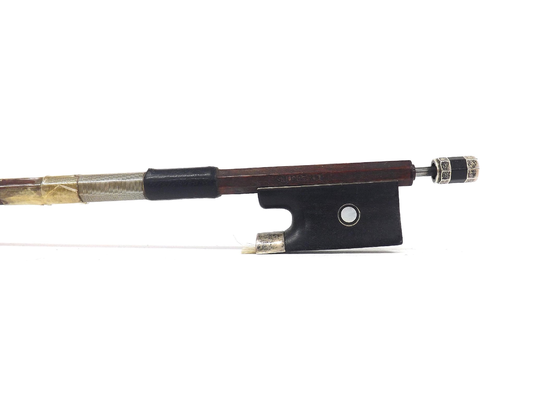 Appraisal: English silver mounted violin bow by and stamped Roy Collins