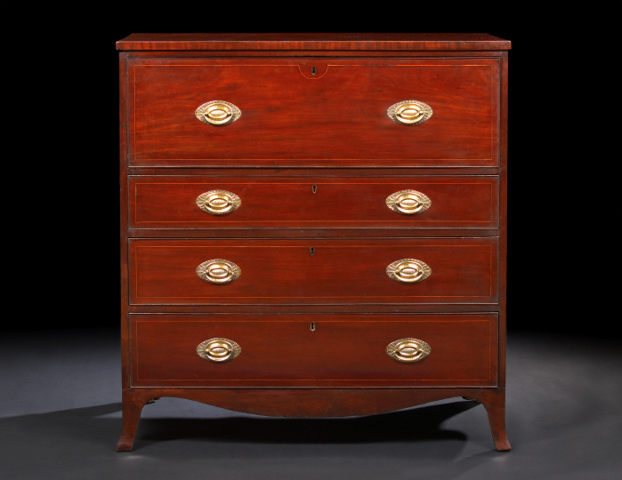 Appraisal: Regency Mahogany Secretary Chest first quarter th century the rectangular