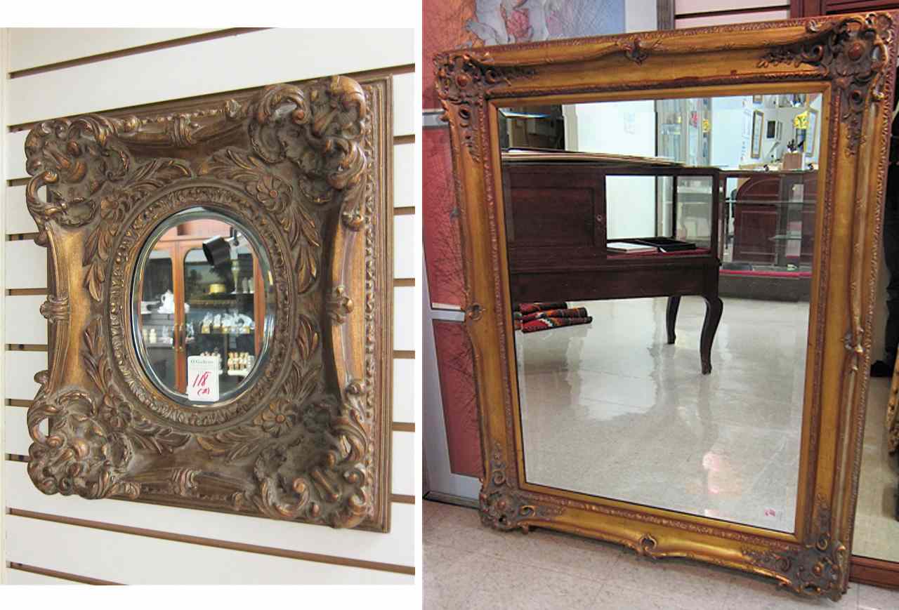 Appraisal: TWO VICTORIAN STYLE RECTANGULAR WALL MIRRORS the larger '' by