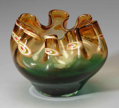 Appraisal: Murano art glass bowl ruffled rim above body shading from