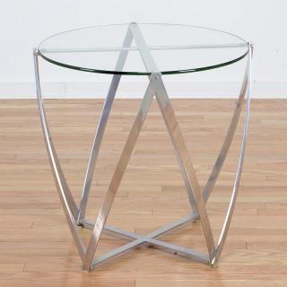 Appraisal: John Vesey polished aluminum side table John Vesey polished aluminum