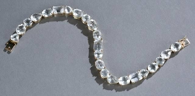 Appraisal: Aquamarine multi-cut tennis bracelet kt white A ct aquamarine multi-cut