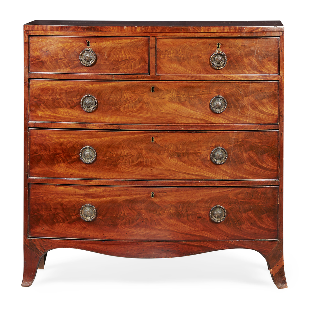 Appraisal: LATE GEORGE III MAHOGANY BOWFRONT CHEST OF DRAWERS EARLY TH