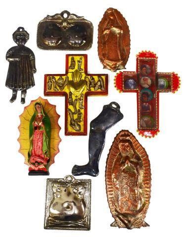 Appraisal: lot of Religious items many from Mexico including pewter ex-voto