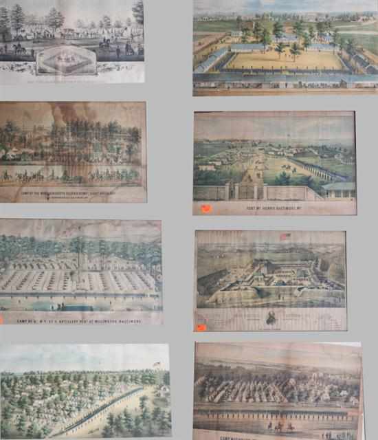 Appraisal: Civil War Camp Views Eight chromolithographs ''Camp of st Indiana